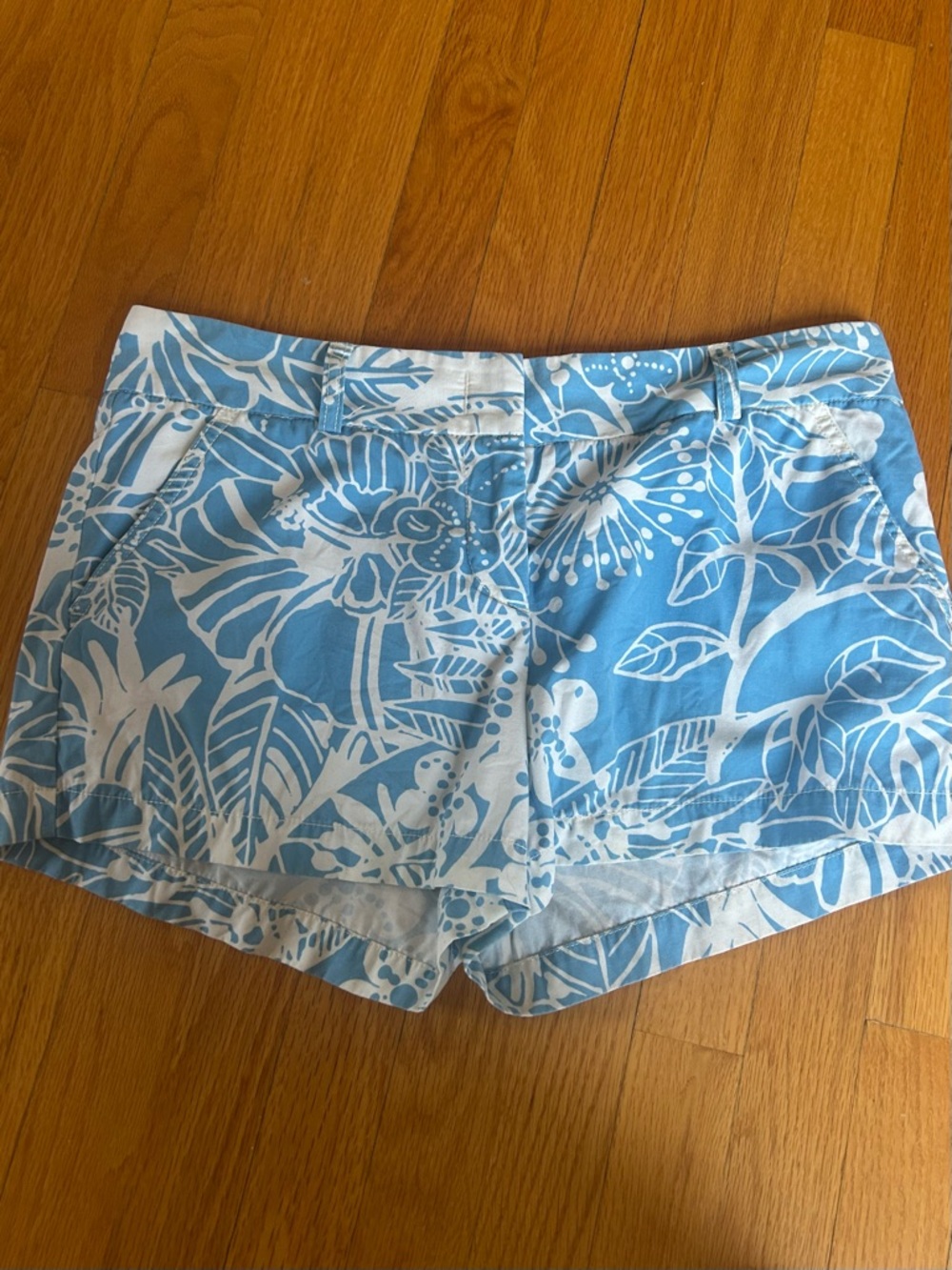 J. Crew Blue and White Floral High Waist Shorts